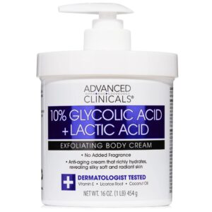 ADVANCED CLINICALS 10% GLYCOLIC ACID + LACTIC ACID BODY CREAM